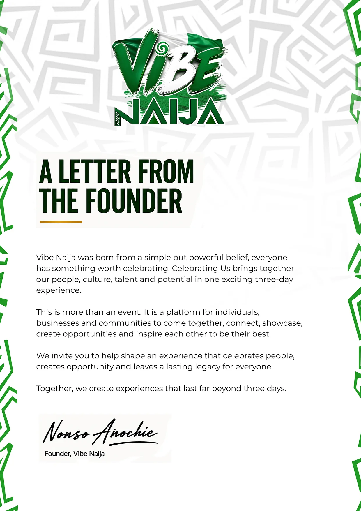 Letter from the Founder of Vibe Naija